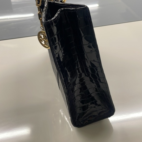Tory Burch Black and gold Tote with Crocodile Texture - Picture 6 of 9